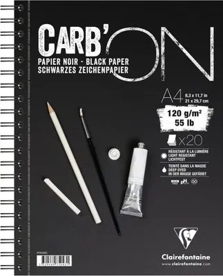 Produktbild von Clairefontaine 10x schwarzes Papier 20 Blatt mit Doppelspirale A4 975043C