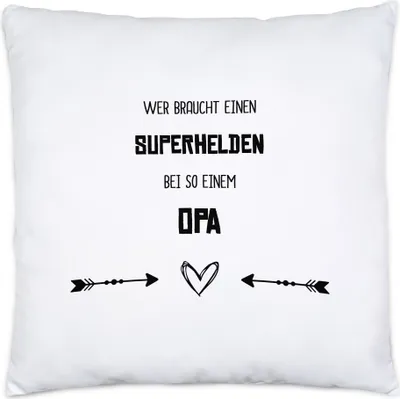 Produktbild von Wer Braucht Superhelden Kissen inkl. Füllung Bester Opa Der Welt Geschenkidee Geburtstag Großvater