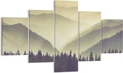 Produktbild von Bild auf Leinwand - Leinwandbild - Berge Wald Natur - 125x70cm - Wand Bild - Wanddeko - Wandbilder - Leinwanddruck - Bilder - Kunstdruck - Wanddekoration - Leinwand bilder - Wandkunst - EA125x70-3820