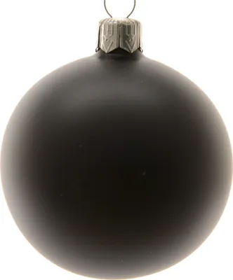 Produktbild von Weihnachtskugeln Glas 8cm mundgeblasen 6er Box - Schwarz matt