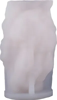 A white silicone mold for making candles or soap, shaped like a skeleton hand.