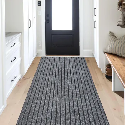 Obrázok produktu pre Dverová rohož 90 x 300 cm, protišmyková guma, sivá, pre interiér