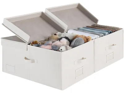 Aufbewahrungsboxen 55L mit Deckel, 2 Stück, grau-weiß