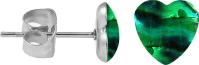 Produktbild von Chirurgenstahl Ohrstecker Perlmutt Herz Farbe - Dunkelgrün