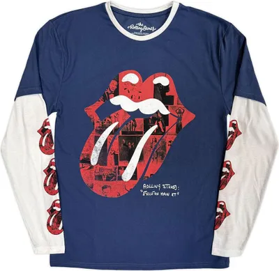 Produktbild von The Rolling Stones - T-Shirt für Herren/Damen Uni, Geschichtet, Langärmlig RO14804 (L) (Jeansblau/Weiß)