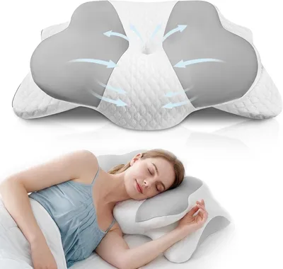 Produktbild von Nackenkissen Kopfkissen Ergonomisches Orthopädisches Kissen Gegen Nackenschmerzen Schlafkissen Memory Foam Kissen Seitenschläfer Rückenschläfer