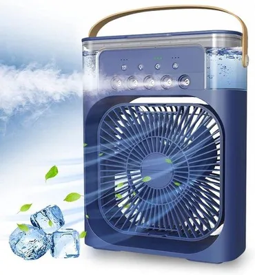 Immagine prodotto di Ventilatore portatile USB, piccolo, ventilatore a 3 velocità, climatizzatore ultra silenzioso, umidificatore, ventilatore con 7 LED