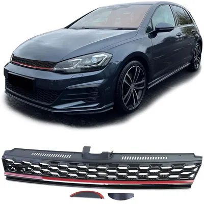 Kühlergrill Sportgrill Grill mit roter Leiste für VW Golf 7 VII ab 12-17 – Produktansicht