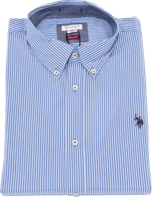 Zdjęcie produktu dla 3802K camicia uomo U.S. POLO ASSN. SLIM FIT koszula męska w jasnoniebieskie/białe paski