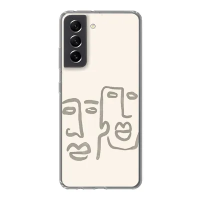 Produktbild von MuchoWow® Handyhülle Schutzhülle Hülle für Samsung Galaxy S21 FE Gesicht - Abstrakt - Strichzeichnung Silikon Softcase Handy Hülle - Mobiltelefonhülle