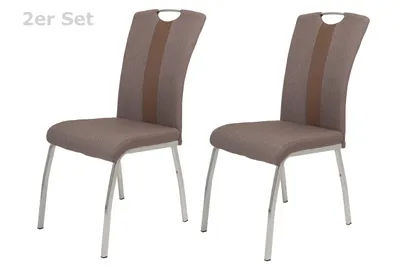 Produktbild von 2er Set Esszimmerstuhl Amber 7 - Webstoff Braun - Metallgestell verchromt - 120kg belastbar