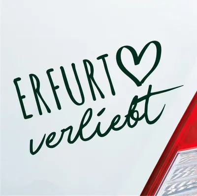 Produktbild von Auto Aufkleber Erfurt verliebt Herz Stadt Heimat Liebe Car 19x10 cm Dunkelgrün Sticker Heckscheibenaufkleber