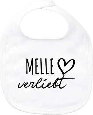 Produktbild von Huuraa Baby Lätzchen Melle verliebt White Klettverschluss  Baumwolle Latz Geschenkidee