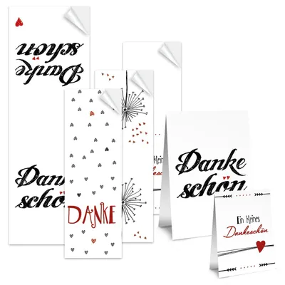 Produktbild von Aufkleber Set - 4 x 10 Stück - verschiedene Designs wie Dankeschön, Herzen