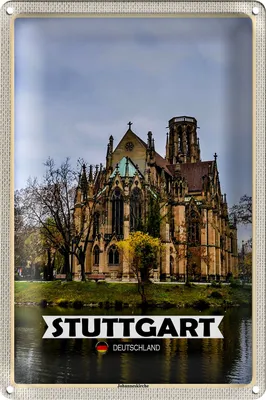 Produktbild von Blechschild Städte Stuttgart Johanneskirche 18x12cm