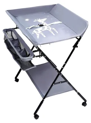 Produktbild von Wickelkombination, Wickeltisch, klappbare Wickelkommode, Wickeltisch mit Rollen, max. Belastung 25 kg, klappbare Fächer, Wickelauflage für Babys bis 12 Monate