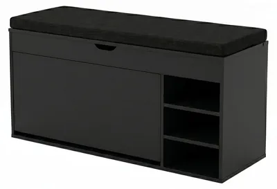 Obrázek produktu pro Botník se sedákem a výsuvnými policemi GRADIA, 100 x 34 x 53 cm - černý