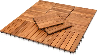 Immagine prodotto di Jopassy set di 55 piastrelle in legno acacia 5m² piastrelle per patio piastrelle a scatto mosaico classico 30x30cm