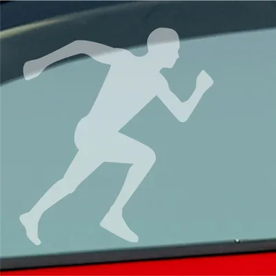 Produktbild von Auto Aufkleber Läufer Marathon Sprinten Jogger Run Laufen 10x9 cm Milchglas Sticker Heckscheibenaufkleber