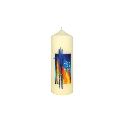 Produktbild von Osterkerze Flammen mit A und O mit aktueller Jahreszahl 170 x Ø 60 mm