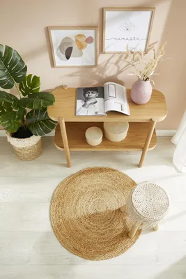 Runder Jute-Teppich handgeflochten 60 cm natur