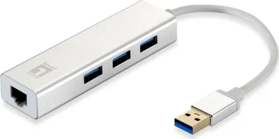 Obrázok produktu pre LevelOne USB-0503 - Hub - 3 x SuperSpeed USB 3.0 + 1 x 10/100/1000