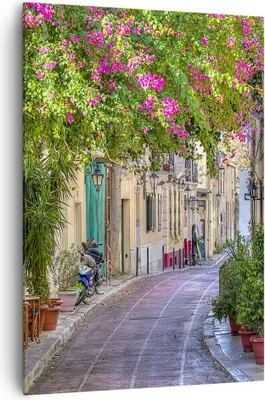 Produktbild von Bild auf Leinwand - Leinwandbild - Einteilig - Straße dekoration blumen griechenland - 70x100cm - Wand Bild - Wandbilder - Leinwanddruck - Wanddekoration - Leinwand bilder - Wandbild - PA70x100-2429