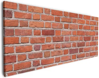 Produktbild von Wallario Premium Leinwandbild Rote Ziegelsteinwand - Backsteine in Größe 60 x 150 cm