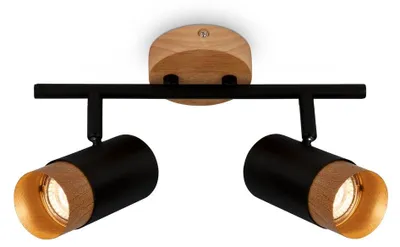 Produktbild von Spotleuchte,schwarz,mit Holz, exkl. 2xGU10/max.9W