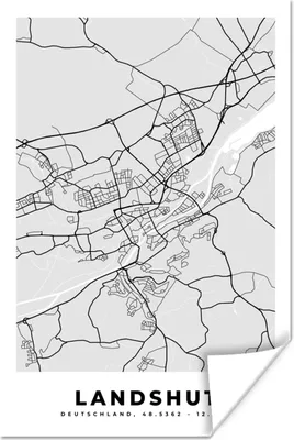 Produktbild von MuchoWow® Poster Deutschland - Karte - Landshut - Stadtplan 120x180 cm - Kunstposter