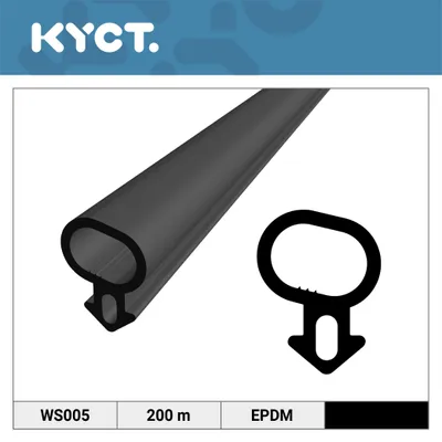 Obrázek produktu pro Okenní těsnění z EPDM, černé, pro plastová okna a dveře, gumové těsnění WS005, 200 m