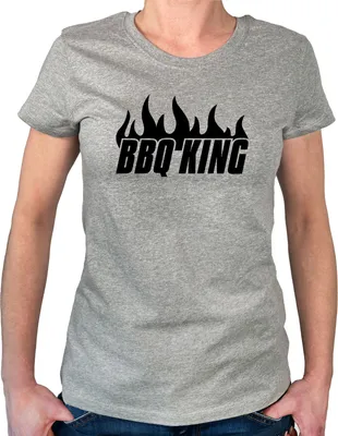 Produktbild von Huuraa Damen T-Shirt BBQ King Flammen XXL Sport Grey Bio Baumwolle Fairtrade Damenshirt Geschenkidee
