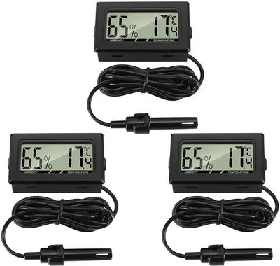 Zdjęcie produktu dla Termometr z 3-calowym wyświetlaczem LCD i zewnętrznym czujnikiem wilgotności do lodówki, zamrażarki i akwarium