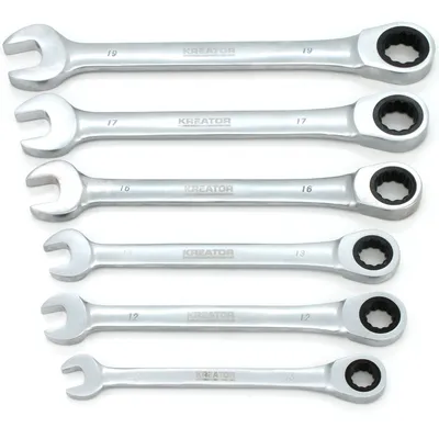 Produktbild von KREATOR Ratschenmaulschlüssel 6 tlg. Set - 10-19 mm Schraubenschlüssel