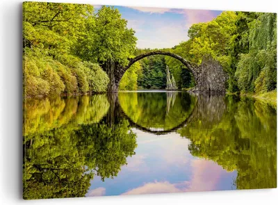 Produktbild von Bild auf Leinwand - Leinwandbild - Park Natur Wasser - 100x70cm - Wand Bild - Wanddeko - Wandbilder - Leinwanddruck - Bilder - Kunstdruck - Wanddekoration - Leinwand bilder - Wandkunst - AA100x70-3902