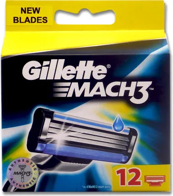 Produktbild von Gillette Mach3, Männer, Gillette, Mach3, Schwarz, Silber, 12 Stück(e)