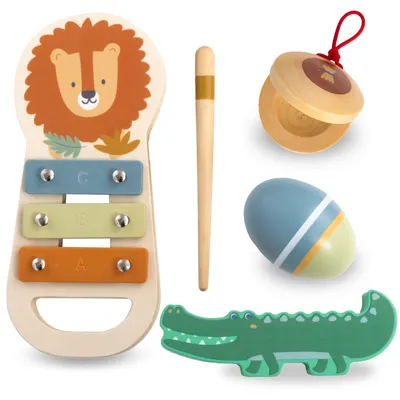 Produktbild von Musikset Afrika für Kinder mit Xylophon, Rassel und Kastagnetten
