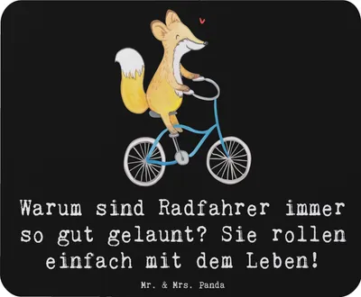 Produktbild von Mr. & Mrs. Panda Mouse Pad Radsport Glück - Schwarz - Geschenk, Mousepad, Sportart, Sportler Geschenke, Teamsport, Lebensfreude, laptop, Radfahren, Freiheit, pc mauspad
