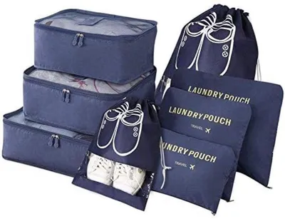 Produktbild von PromoHome® 8-teiliges Reise-Organizer-Set – Multifunktionale Packwürfel für Koffer, Reiseutensilien-Taschen mit Schuhbeuteln – Leicht und