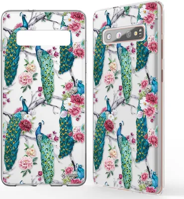 Produktbild von NALIA Handy Hülle für Samsung Galaxy S10 Plus, Silikon Hülle Motiv Case Cover Pfau