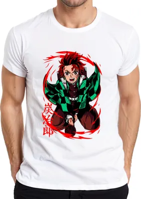 Produktbild von Tanjiro Kimetsu no Yaiba Sonnenatem Hinokami Anime Geschenk Herren T-Shirt, Weiß, S