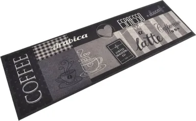 Produktbild von Küchenteppich Waschbar Coffee Schwarz 60x180 cm Samt