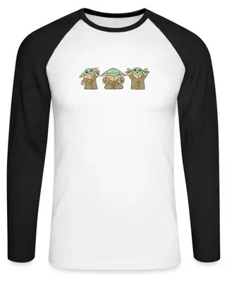 Produktbild von Star Wars: Mandalorian Grogu Posen Baseball Langarmshirt Herren, M, Weiß/Schwarz