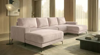Produktbild von Ecksofa VALTOR 320x185 cm mit Schlaffunktion, Bonellfederkern und Bettkasten, Farbe: Beige