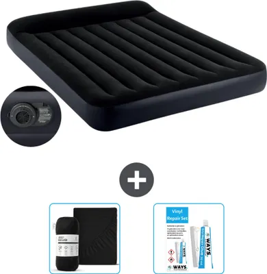 Produktbild von Intex Luftbett - 2 Personen - 152 x 203 x 25 cm - Blau - Inklusive Pumpe - Spannbettuch en Reperaturset
