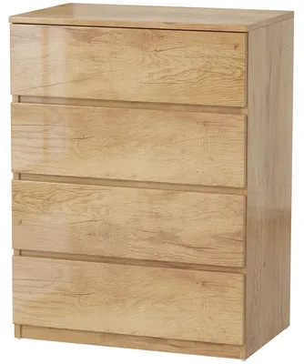 Produktbild von Kommode mit 4 Schubladen, grifflos, minimalistisches Design, 60 x 40 x 80 cm, Natur
