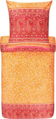 Produktbild von Bassetti Mako-Satin Bettwäsche-Garnitur COMO Farbe ORANGE O1 Größe 200x200cm+2x80x80