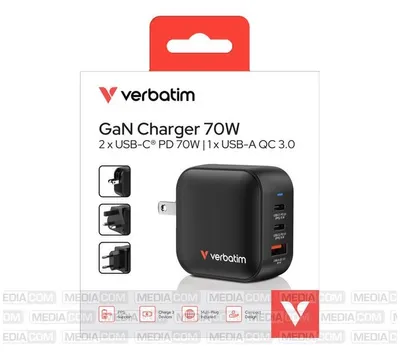 Produktbild von Verbatim Mini GaN Charger 70W, Drinnen, AC, 20 V, Schwarz