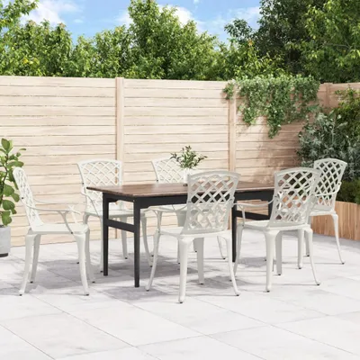 Produktbild von Möbel Gartenstühle 6 Stk. Aluminiumguss Weiß - Gartenmöbelgarnituren 3216321