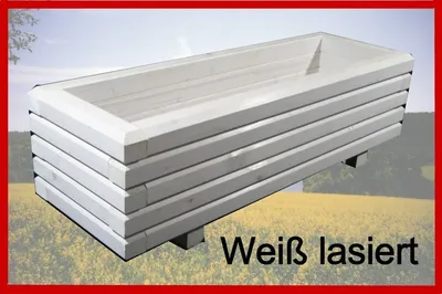 Produktbild von Massiver Pflanzkasten 60x60mm weiß Außenmaße 140 x 30 x 36 cm Blumenkasten Hochbeet Pflanztrog Nr. PK - REAL-1471